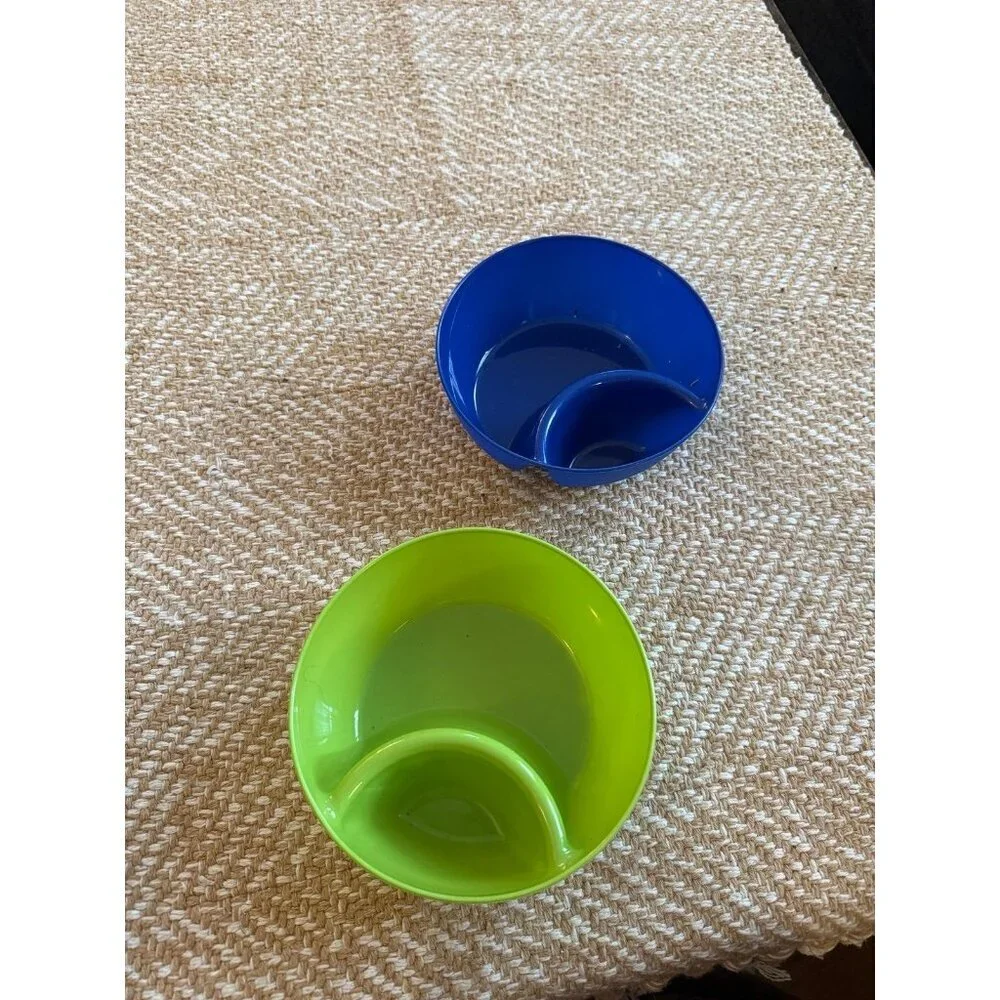 Set of 2 Divided Plastic Snack Bowls